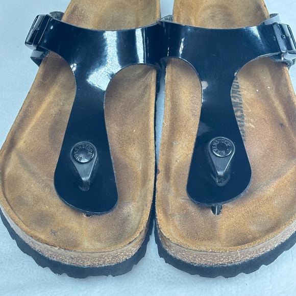 Birkenstock Gizeh Thong Sandals Womens EU 37 US 6 / 6.5 Black High Shine Cork